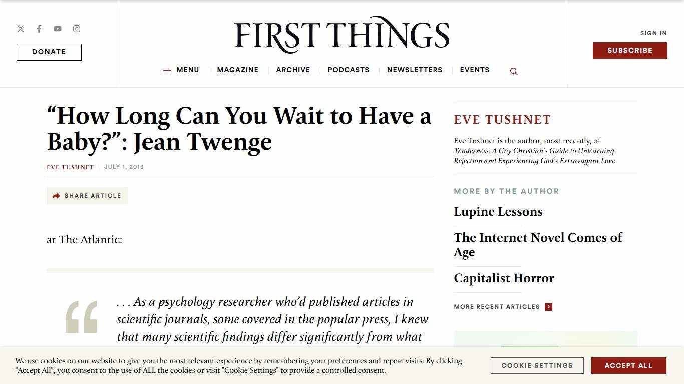 “How Long Can You Wait to Have a Baby?”: Jean Twenge - First Things